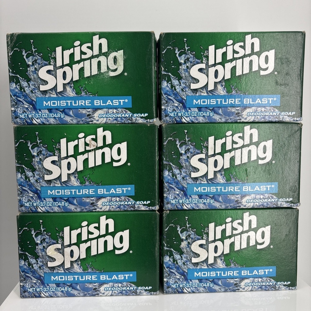 Irish Spring Moisture Blast Bar Deodorant Soap 6 Bars Old Version No Flax Seed